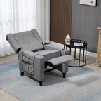 Poltrona Reclinabile con Push-Back, Poltrona Reclinabile Wingback con Bottoni, Poltrona Singola Manuale in Tessuto per Home Theater
