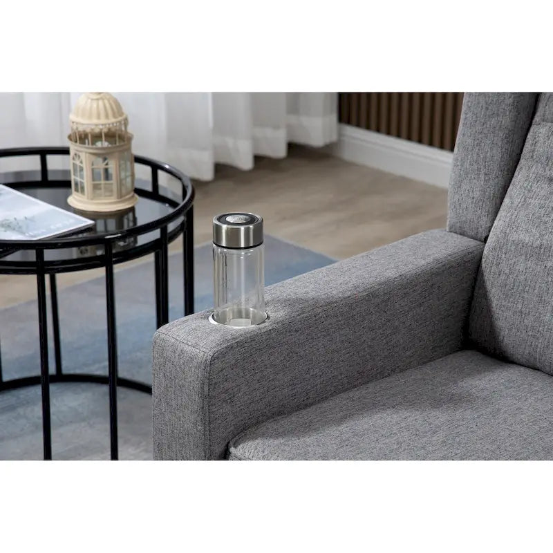 Poltrona Reclinabile con Push-Back, Poltrona Reclinabile Wingback con Bottoni, Poltrona Singola Manuale in Tessuto per Home Theater