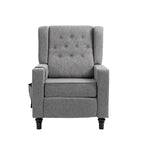 Poltrona Reclinabile con Push-Back, Poltrona Reclinabile Wingback con Bottoni, Poltrona Singola Manuale in Tessuto per Home Theater