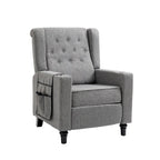 Poltrona Reclinabile con Push-Back, Poltrona Reclinabile Wingback con Bottoni, Poltrona Singola Manuale in Tessuto per Home Theater