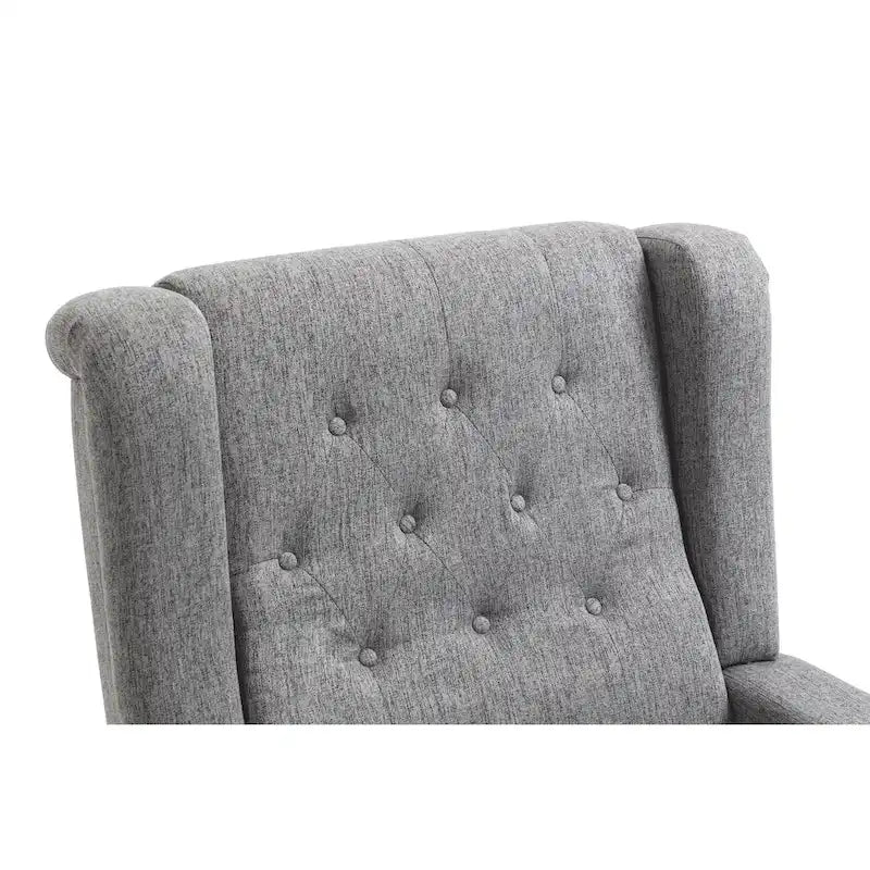 Poltrona Reclinabile con Push-Back, Poltrona Reclinabile Wingback con Bottoni, Poltrona Singola Manuale in Tessuto per Home Theater