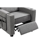 Poltrona Reclinabile con Push-Back, Poltrona Reclinabile Wingback con Bottoni, Poltrona Singola Manuale in Tessuto per Home Theater