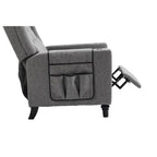 Poltrona Reclinabile con Push-Back, Poltrona Reclinabile Wingback con Bottoni, Poltrona Singola Manuale in Tessuto per Home Theater