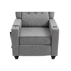 Poltrona Reclinabile con Push-Back, Poltrona Reclinabile Wingback con Bottoni, Poltrona Singola Manuale in Tessuto per Home Theater