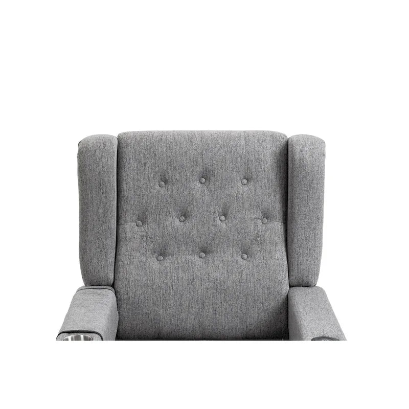 Poltrona Reclinabile con Push-Back, Poltrona Reclinabile Wingback con Bottoni, Poltrona Singola Manuale in Tessuto per Home Theater