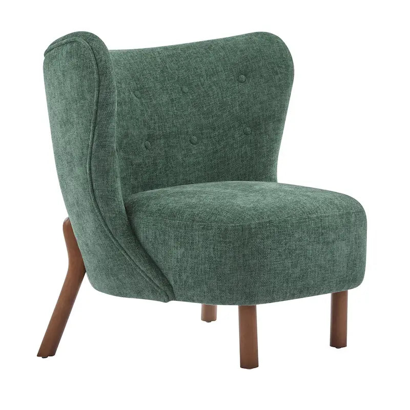 Poltroncina accentuata moderna senza braccioli Camille con seduta imbottita e struttura in legno massiccio