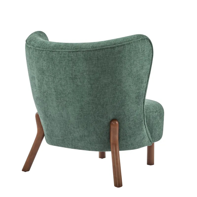 Poltroncina accentuata moderna senza braccioli Camille con seduta imbottita e struttura in legno massiccio