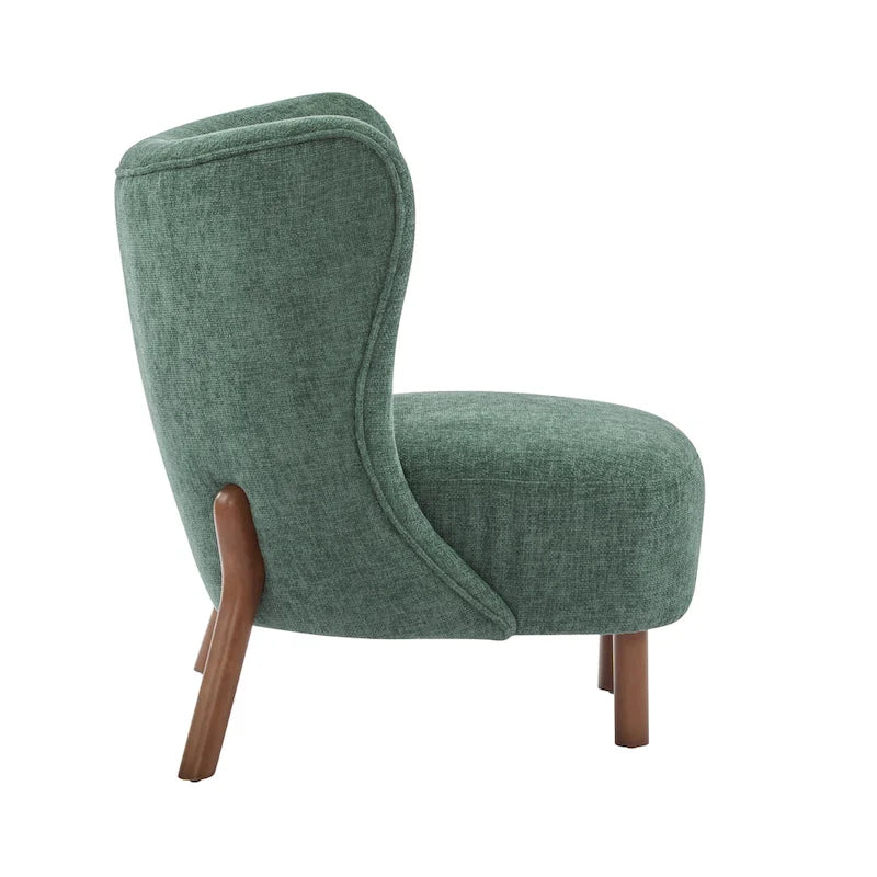 Poltroncina accentuata moderna senza braccioli Camille con seduta imbottita e struttura in legno massiccio
