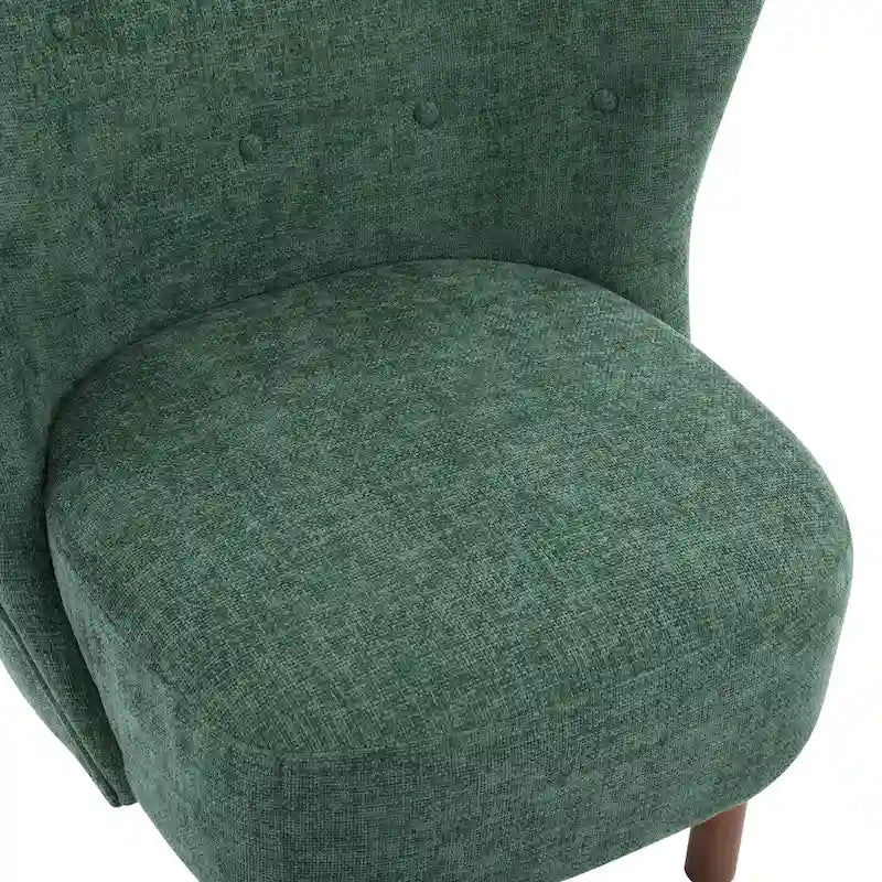 Poltroncina accentuata moderna senza braccioli Camille con seduta imbottita e struttura in legno massiccio
