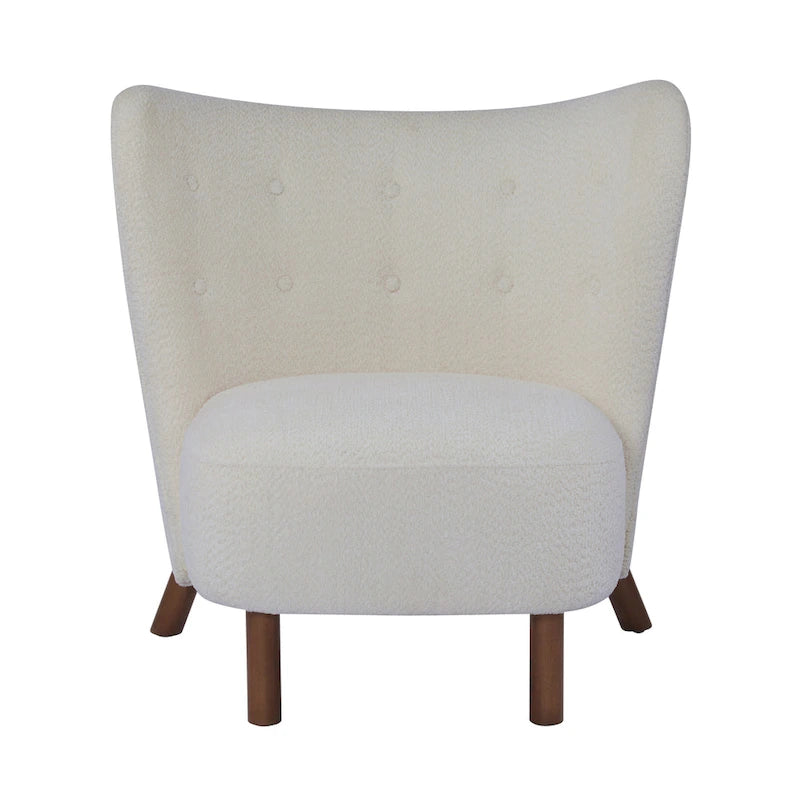 Poltroncina accentuata moderna senza braccioli Camille con seduta imbottita e struttura in legno massiccio