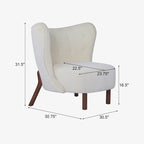 Poltroncina accentuata moderna senza braccioli Camille con seduta imbottita e struttura in legno massiccio