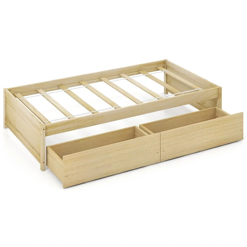 Letto per Capitano/Divano Letto Singolo con 2 Cassetti e Supporto a Doghe