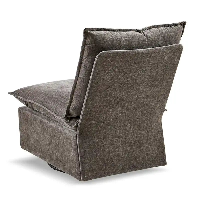 Poltrona a dondolo girevole a 360° rivestita in ciniglia da 73 cm