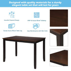 Set da pranzo in legno nero da 5 pezzi con tavolo rettangolare e 4 sedie