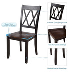 Set da pranzo in legno nero da 5 pezzi con tavolo rettangolare e 4 sedie