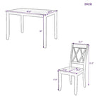 Set da pranzo in legno nero da 5 pezzi con tavolo rettangolare e 4 sedie