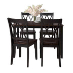 Set da pranzo in legno nero da 5 pezzi con tavolo rettangolare e 4 sedie