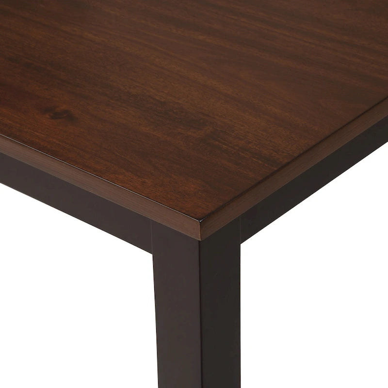 Set da pranzo in legno nero da 5 pezzi con tavolo rettangolare e 4 sedie