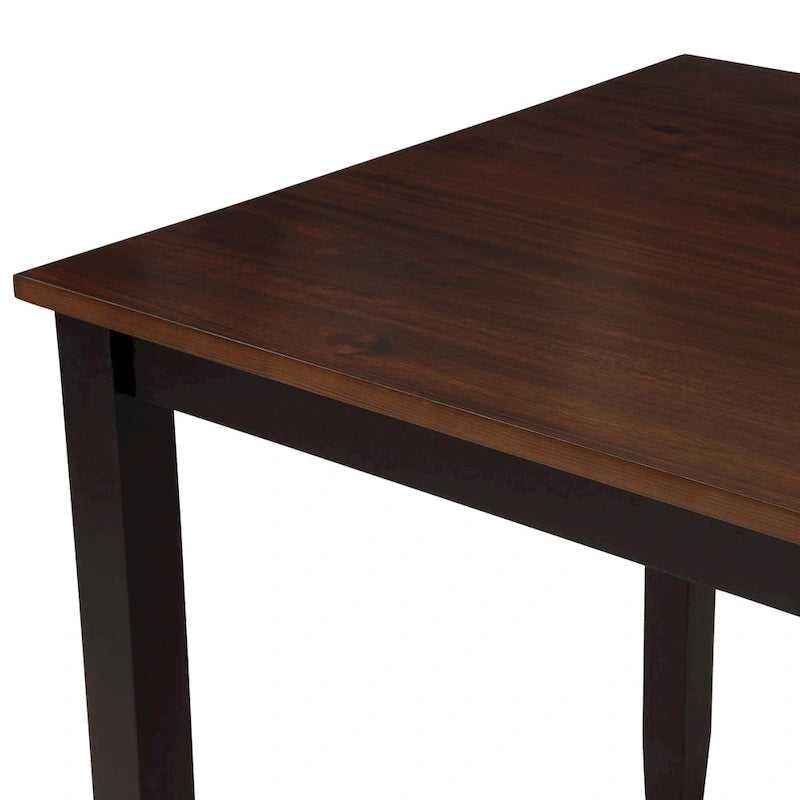 Set da pranzo in legno nero da 5 pezzi con tavolo rettangolare e 4 sedie