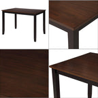 Set da pranzo in legno nero da 5 pezzi con tavolo rettangolare e 4 sedie