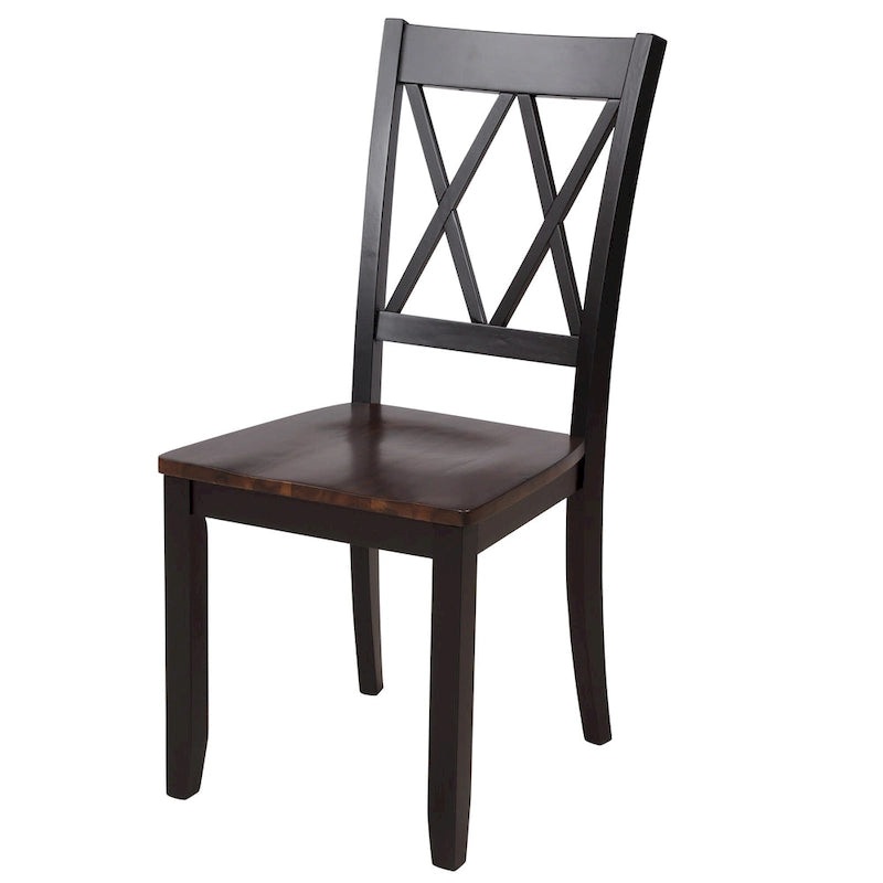 Set da pranzo in legno nero da 5 pezzi con tavolo rettangolare e 4 sedie