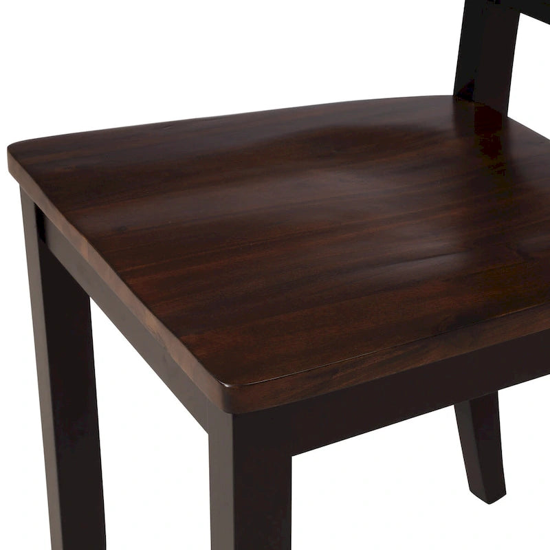 Set da pranzo in legno nero da 5 pezzi con tavolo rettangolare e 4 sedie