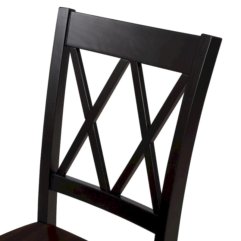 Set da pranzo in legno nero da 5 pezzi con tavolo rettangolare e 4 sedie