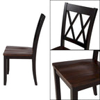 Set da pranzo in legno nero da 5 pezzi con tavolo rettangolare e 4 sedie