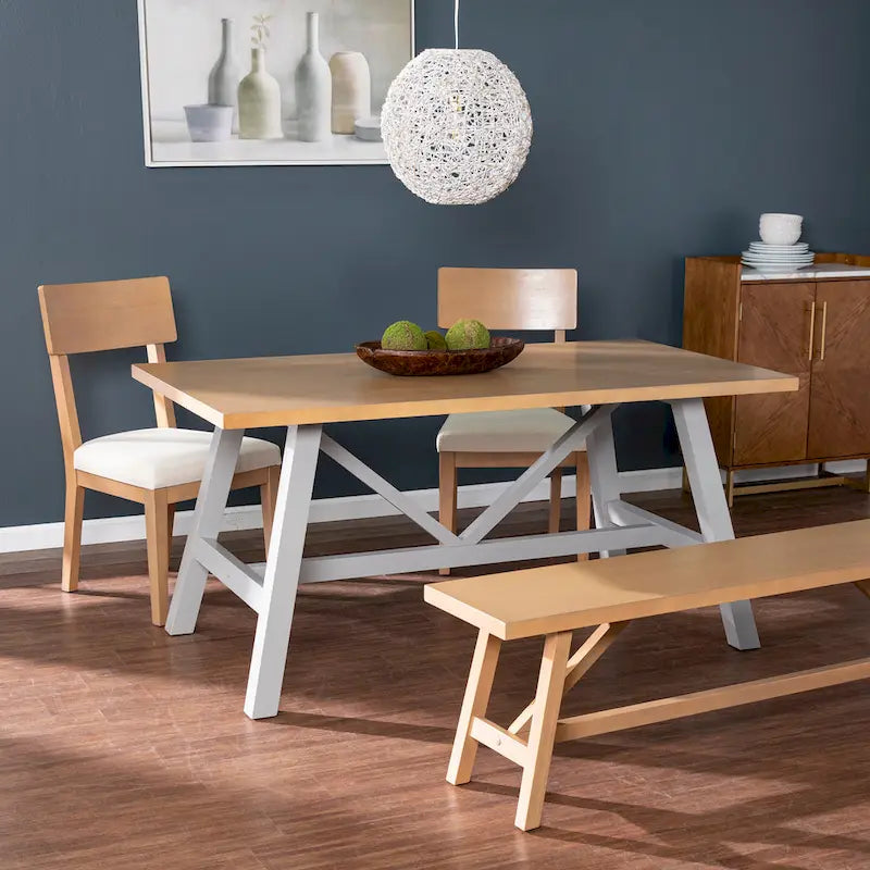Tavolo da pranzo in legno naturale/grigio stile Modern Farmhouse