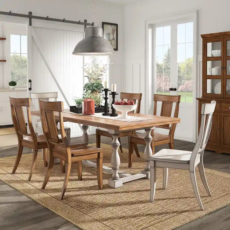 Tavolo da pranzo in rovere da 78 pollici con base a trespolo a gamba tornita