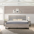Roundhill Furniture Alvear 3-Piece Upholstered Wood Bedroom Set, Panel Bed and Two Nightstands, Weathered Gray