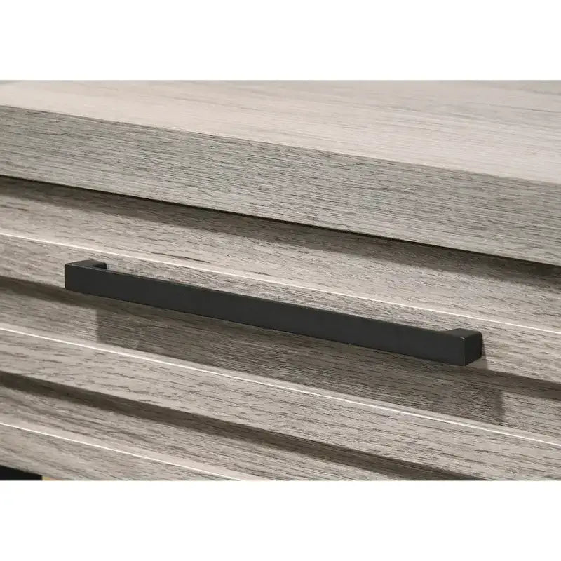 Set camera da letto in legno imbottito a 3 pezzi, letto a pannello e due comodini, grigio anticato