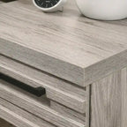 Set camera da letto in legno imbottito a 3 pezzi, letto a pannello e due comodini, grigio anticato