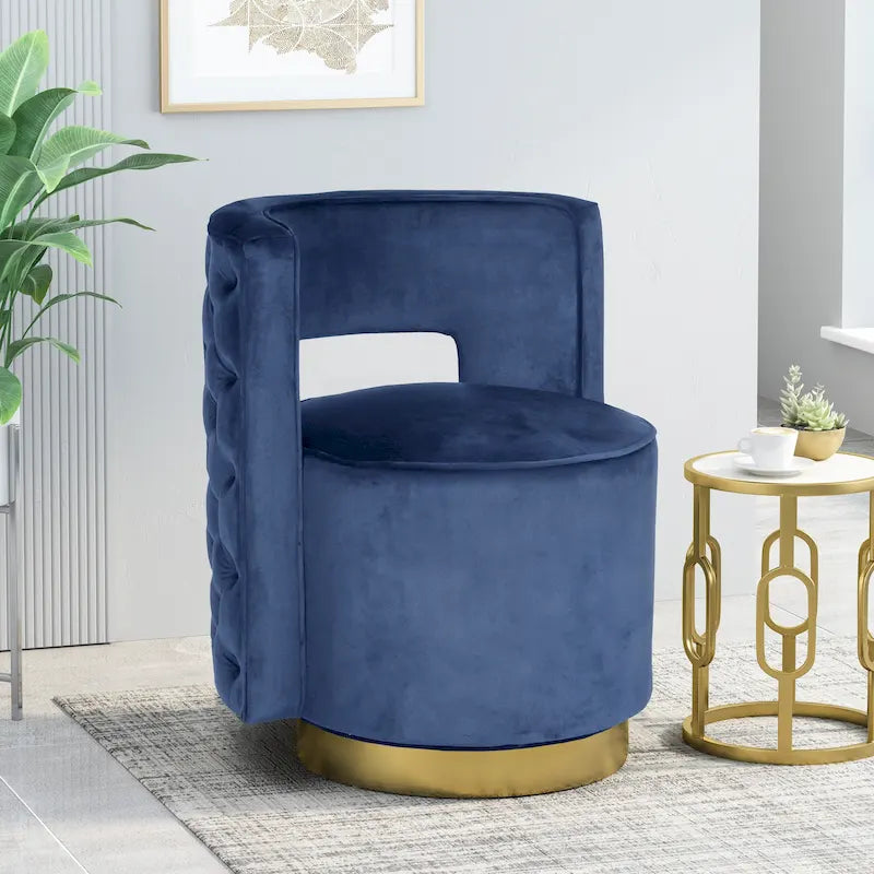Poltrona club girevole Cardan Modern Glam in velluto con schienale aperto - 26.25 L x 24.25 P x 28.50 A