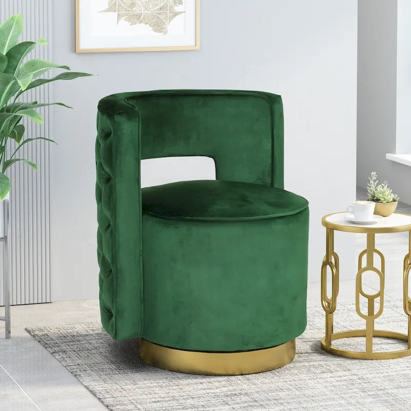 Poltrona club girevole Cardan Modern Glam in velluto con schienale aperto - 26.25 L x 24.25 P x 28.50 A