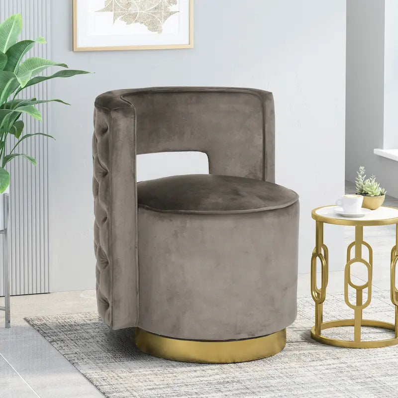 Poltrona club girevole Cardan Modern Glam in velluto con schienale aperto - 26.25 L x 24.25 P x 28.50 A