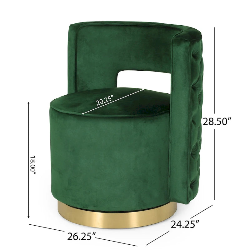 Poltrona club girevole Cardan Modern Glam in velluto con schienale aperto - 26.25 L x 24.25 P x 28.50 A