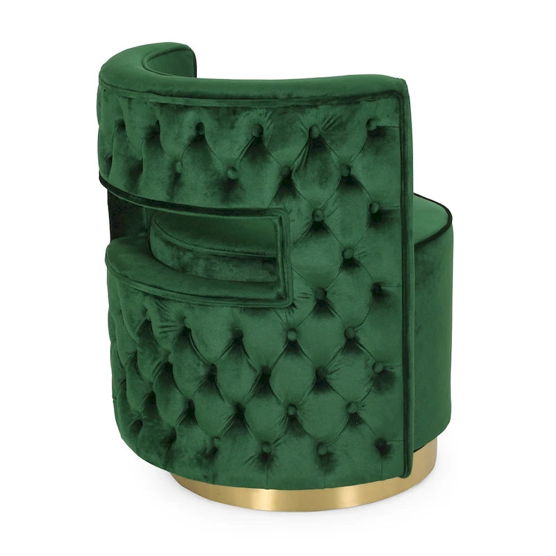 Poltrona club girevole Cardan Modern Glam in velluto con schienale aperto - 26.25 L x 24.25 P x 28.50 A