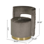 Poltrona club girevole Cardan Modern Glam in velluto con schienale aperto - 26.25 L x 24.25 P x 28.50 A