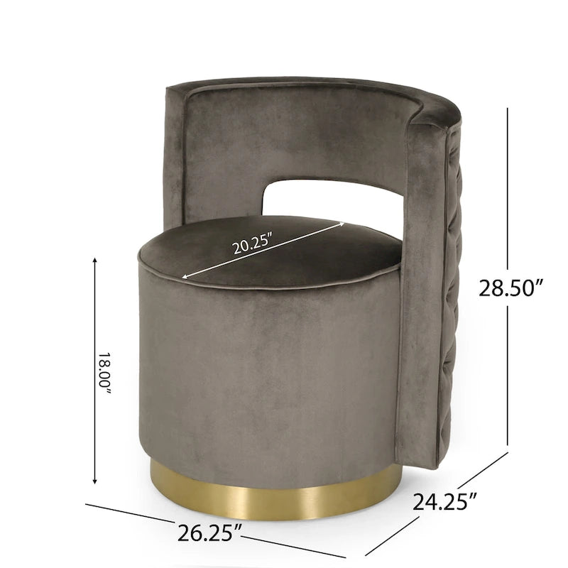 Poltrona club girevole Cardan Modern Glam in velluto con schienale aperto - 26.25 L x 24.25 P x 28.50 A