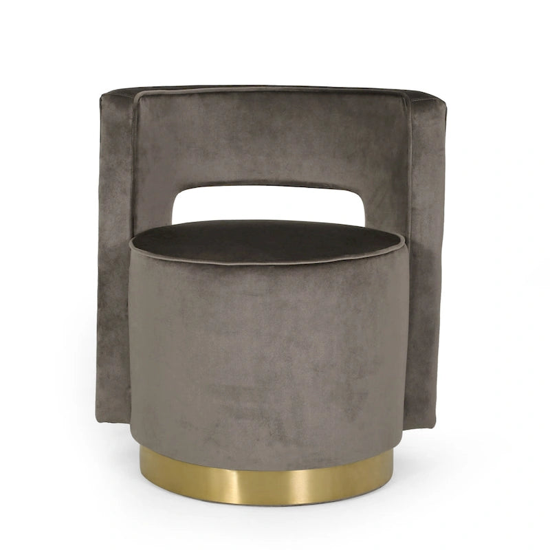 Poltrona club girevole Cardan Modern Glam in velluto con schienale aperto - 26.25 L x 24.25 P x 28.50 A