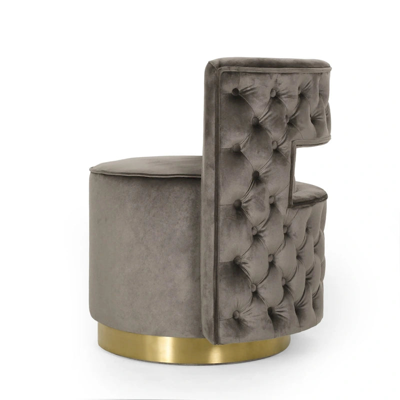 Poltrona club girevole Cardan Modern Glam in velluto con schienale aperto - 26.25 L x 24.25 P x 28.50 A