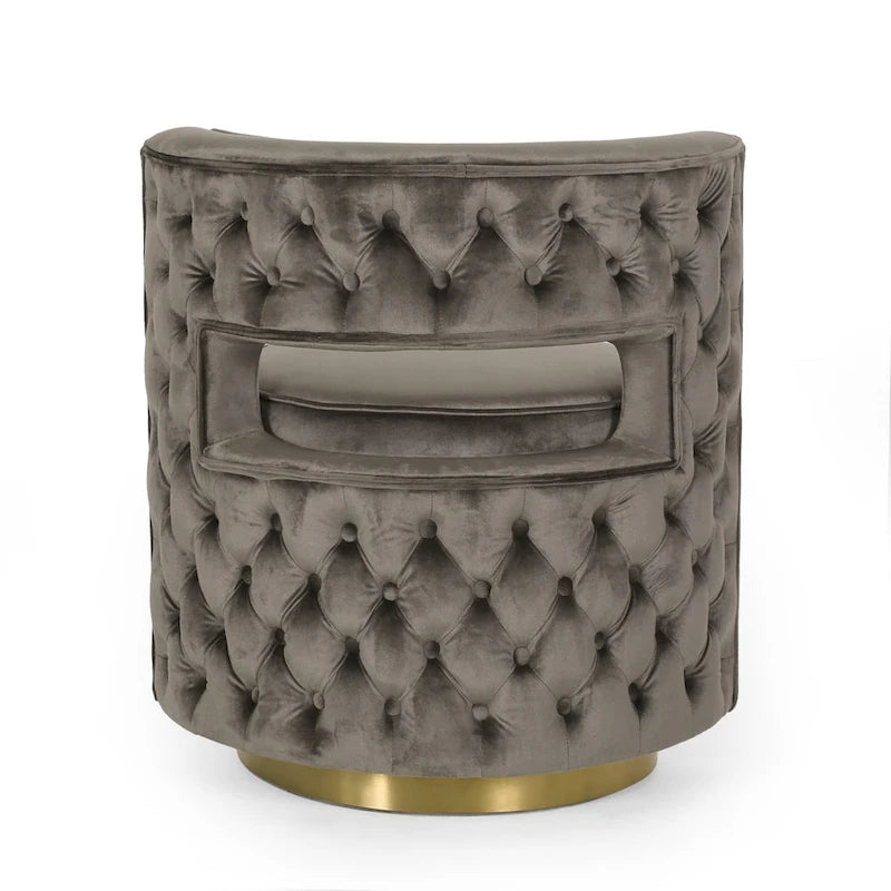 Poltrona club girevole Cardan Modern Glam in velluto con schienale aperto - 26.25 L x 24.25 P x 28.50 A