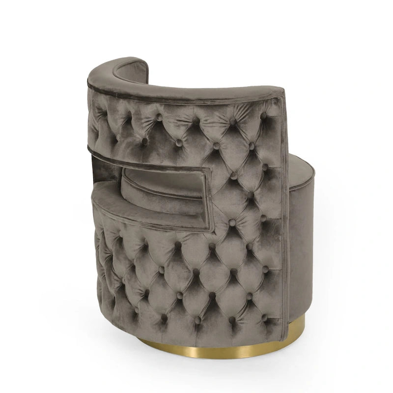 Poltrona club girevole Cardan Modern Glam in velluto con schienale aperto - 26.25 L x 24.25 P x 28.50 A