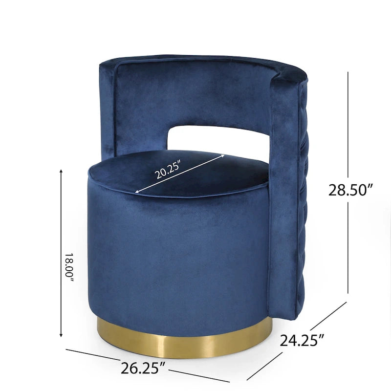 Poltrona club girevole Cardan Modern Glam in velluto con schienale aperto - 26.25 L x 24.25 P x 28.50 A