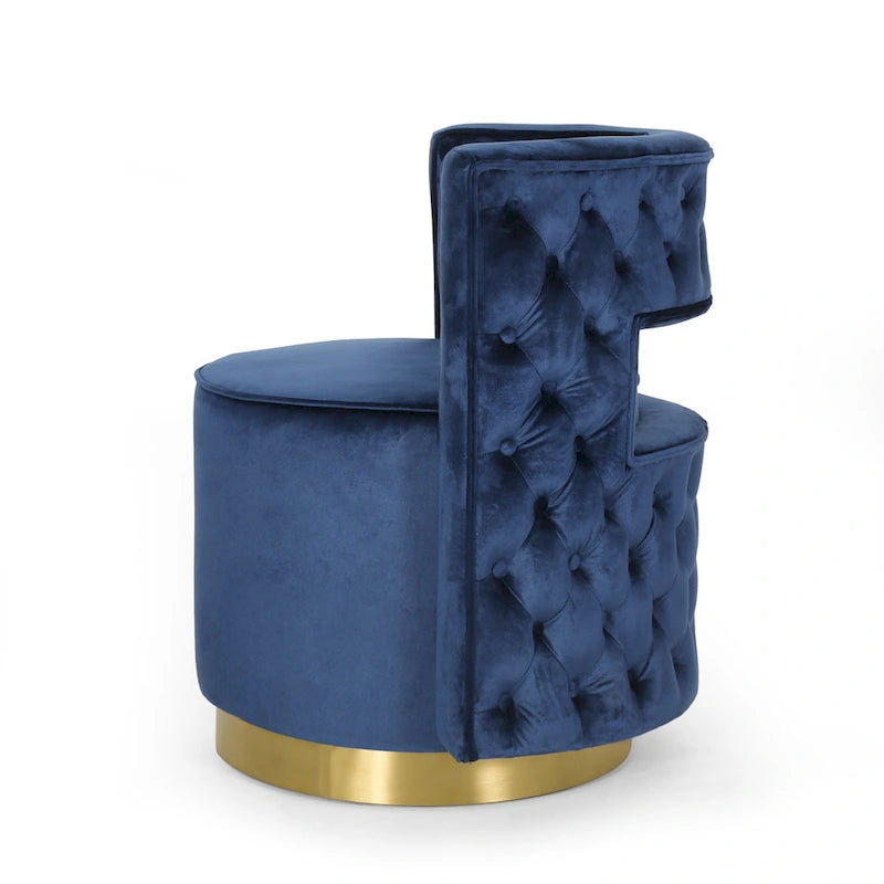 Poltrona club girevole Cardan Modern Glam in velluto con schienale aperto - 26.25 L x 24.25 P x 28.50 A