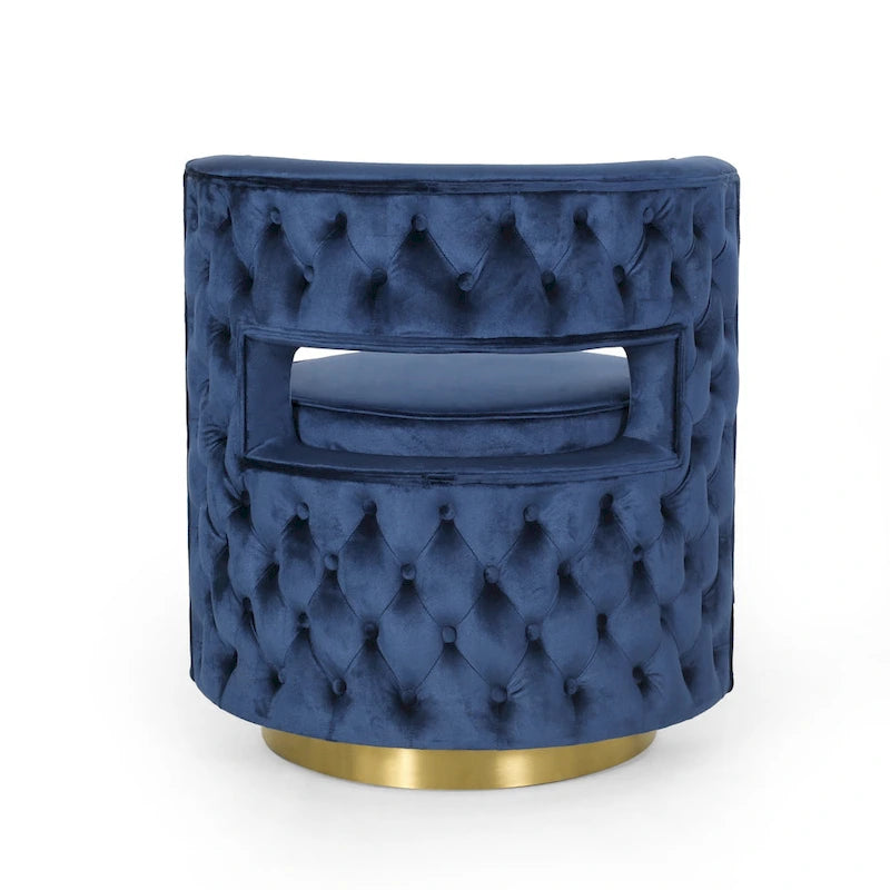 Poltrona club girevole Cardan Modern Glam in velluto con schienale aperto - 26.25 L x 24.25 P x 28.50 A