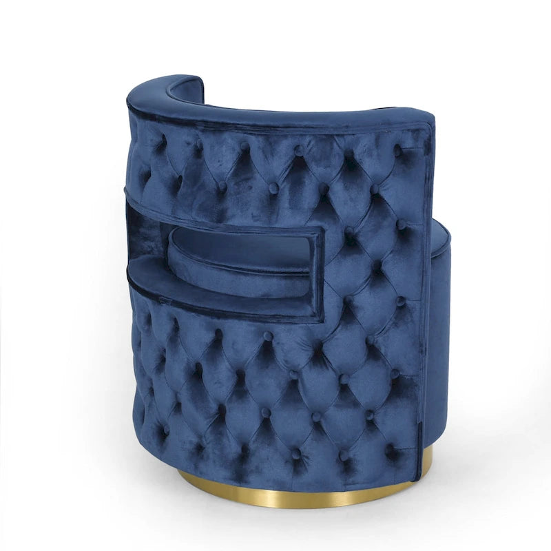 Poltrona club girevole Cardan Modern Glam in velluto con schienale aperto - 26.25 L x 24.25 P x 28.50 A