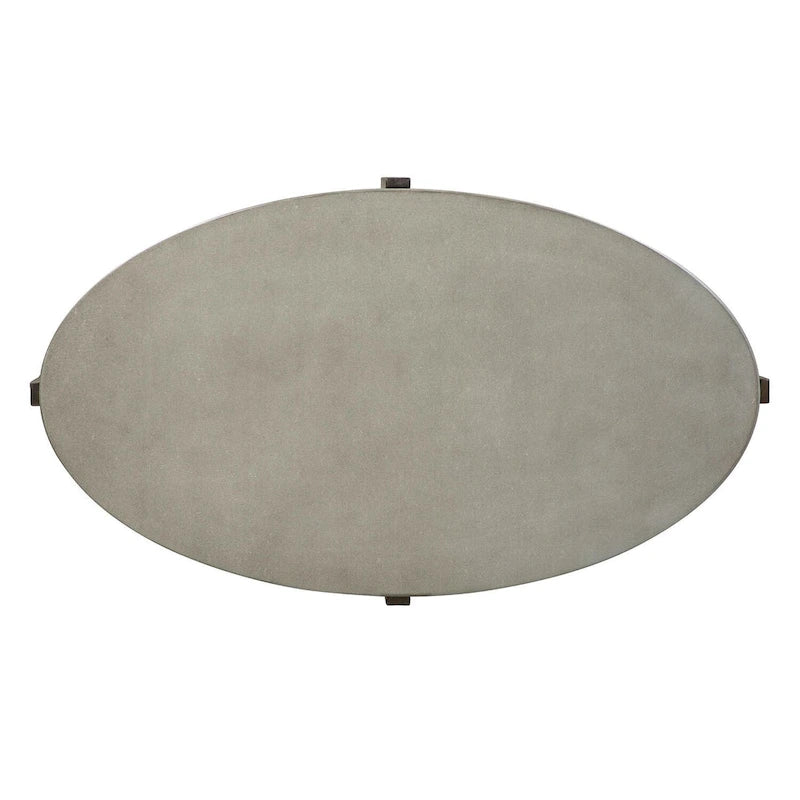 Tavolino da salotto ovale rustico marrone