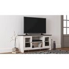 Mobile TV Grande Casual con Opzione Camino, Bianco/Marrone